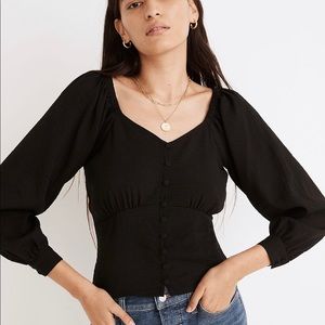 Madewell Preston Puff-Sleeve Top size M